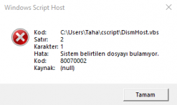 windows script host Dism.Host.vbs hatası